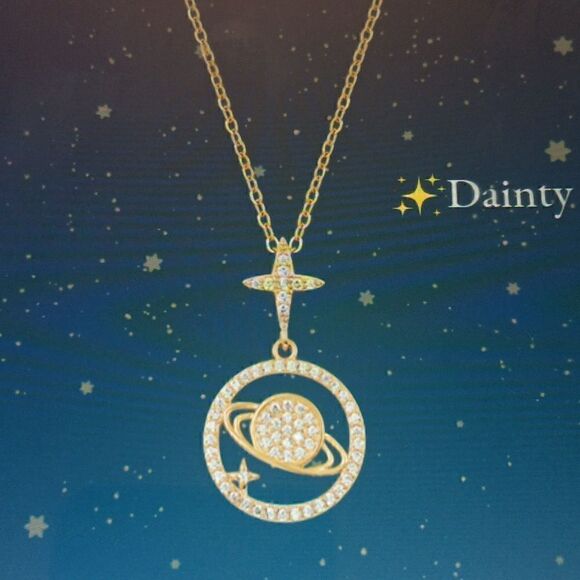 New Yaduda Saturn Dainty Planet Star Pendant Necklace Trendy New - Picture 8 of 8